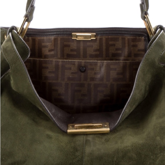 Authentic Fendi Large X Lite Peekaboo suede green handbag - Picture 7 of 9